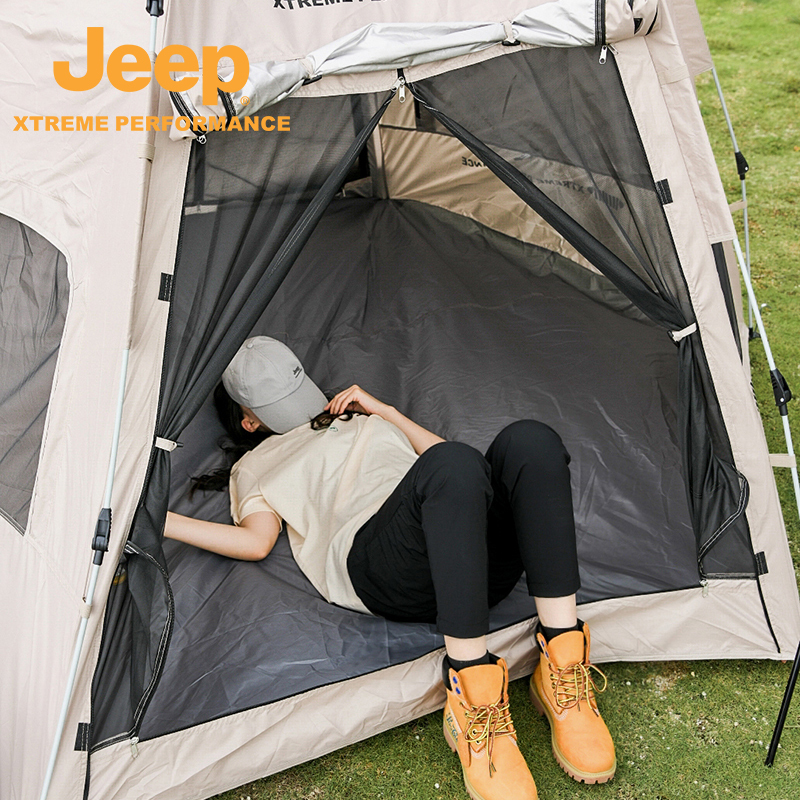 Jeep金字塔蒙古包天幕一体帐篷户外登山野餐防晒露营六角印第安帐