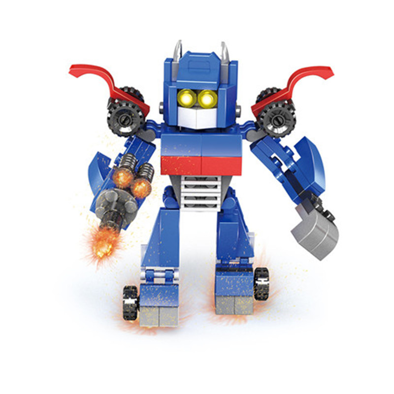 积木儿童益智拼装男孩变形机器人金刚擎天战士汽车玩具6-12岁