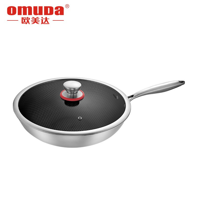 欧美达(omuDa) 欧美达316不锈钢物理不粘炒锅无油烟不粘层锅电磁炉燃气家用炒锅 JZC32-A