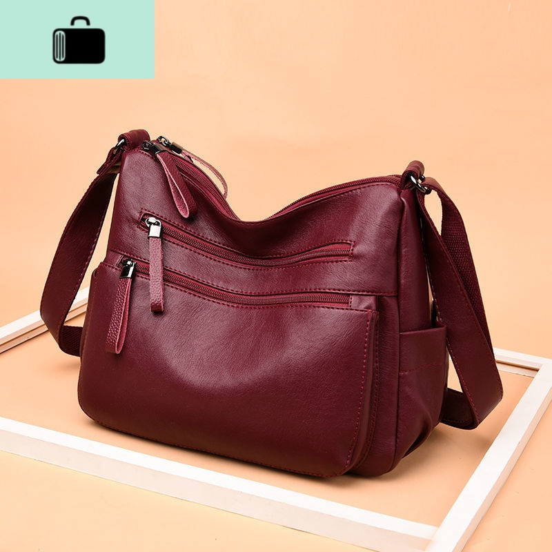 女士包包新款单肩妈妈包多层软皮大容量时尚大气百搭中年斜挎包女new