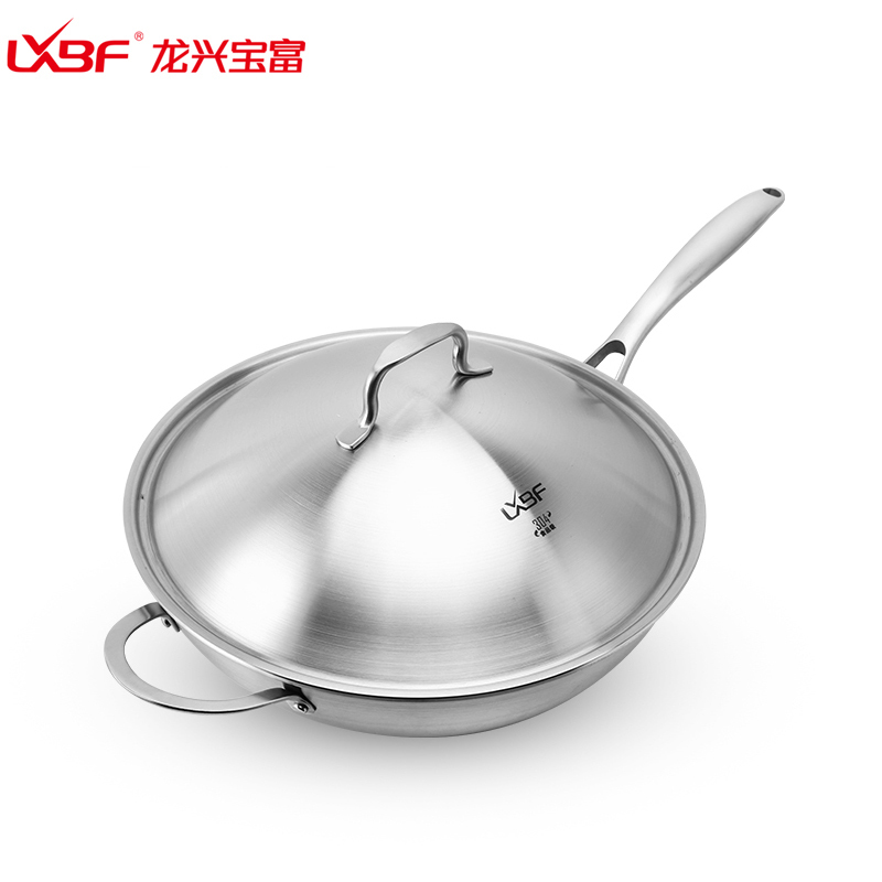 龙兴宝富(LXBF) 32cm三层钢炒锅LX-3CG-302M;304不锈钢 热量内循环锅盖设计
