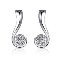 E784Women Silver Earrings 镀纯银水晶耳钉精致日韩版女耳饰耳环送女朋友七夕情人节礼物