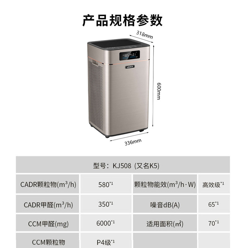 莱克(LEXY)空气净化器KJ508智能家用抗病毒除甲醛雾霾杀菌净化机抗感冒高清大图