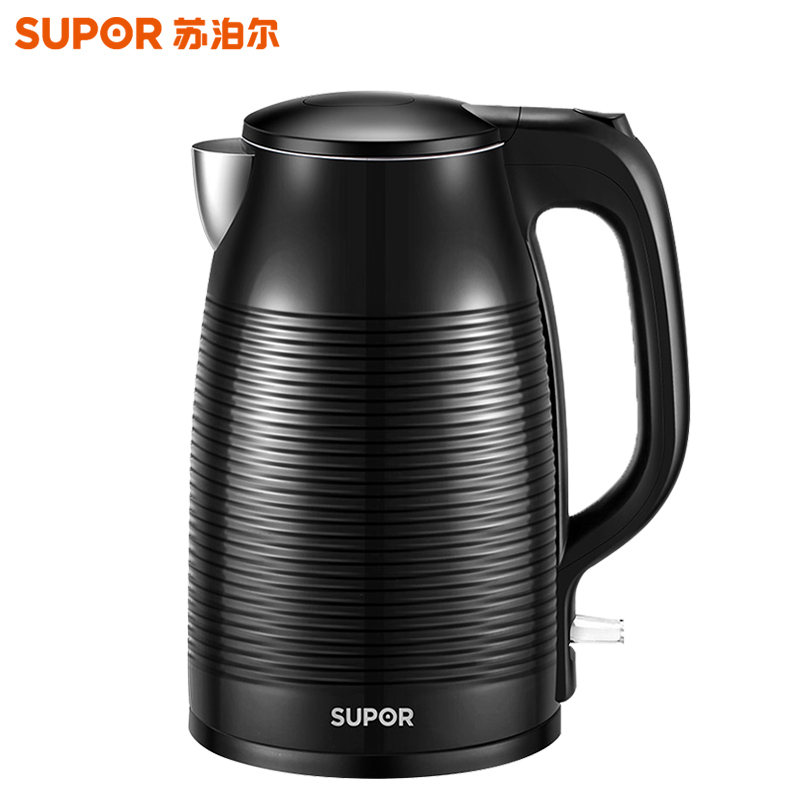 苏泊尔(SUPOR)电水壶SW-17D618 黑色 1.7L 双层防烫保温 烧水壶 304不锈钢 STRIX温控器