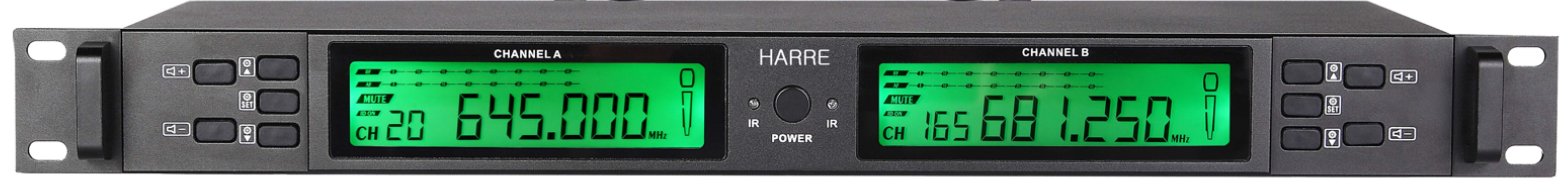 HARRE RE-HT53B 一拖二无线话筒 真分集接收 200米超远距离 铝制机身 黑色设计高清大图