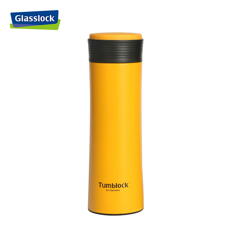 三光云彩(GLASSLOCK)保温杯304不锈钢真空商务茶水杯车载水杯便携防漏460ml GTL2205Y黄色