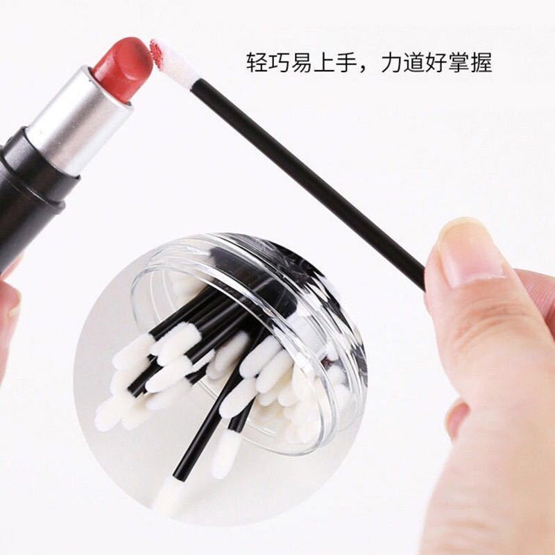 一次性新款唇刷棒唇膏釉彩棒便携化妆刷迷你男女唇线初学者棉签刷 白色 袋装10支试用