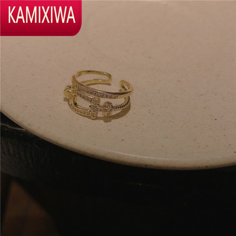 KAMIXIWA高级感轻奢戒指~镶钻打结韩国ins网红开口指环女气质冷淡风食指戒图片