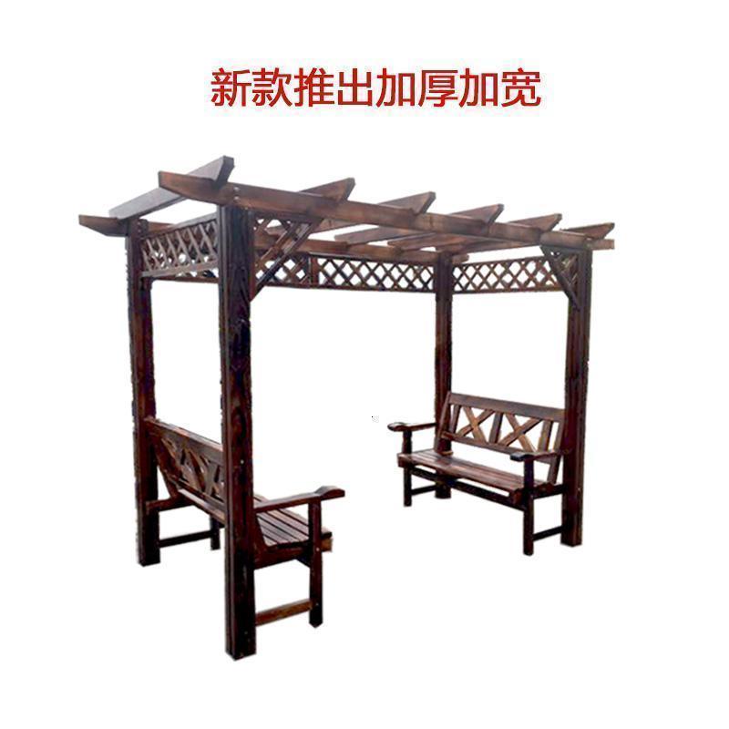 森美人防腐木葡萄架户外庭院家具阳台花园休闲桌椅爬藤花架别墅木屋凉亭 厚重款带椅子