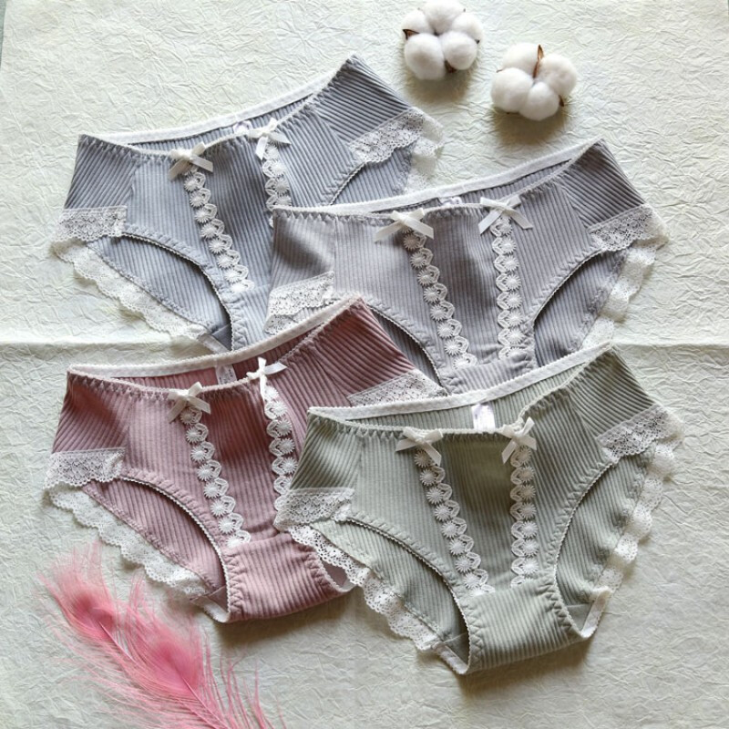 波迷娜bomina三角短裤女式裤头女生女士内裤女抗透气低腰蕾丝少女日系