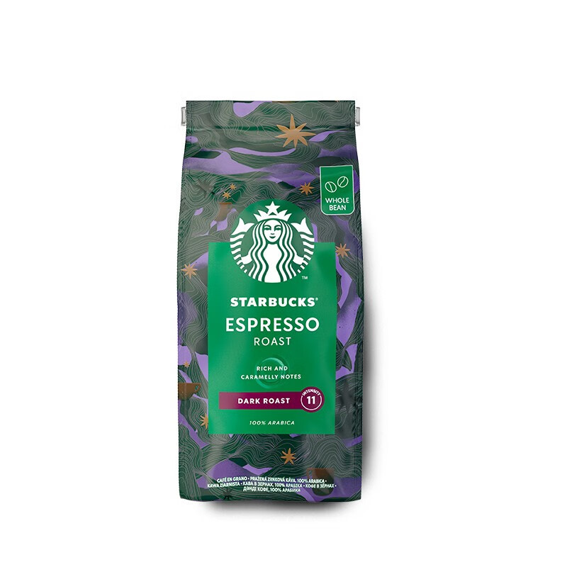 星巴克starbucks深度烘培浓缩烘焙咖啡豆450g新鲜现磨手冲咖啡豆粉