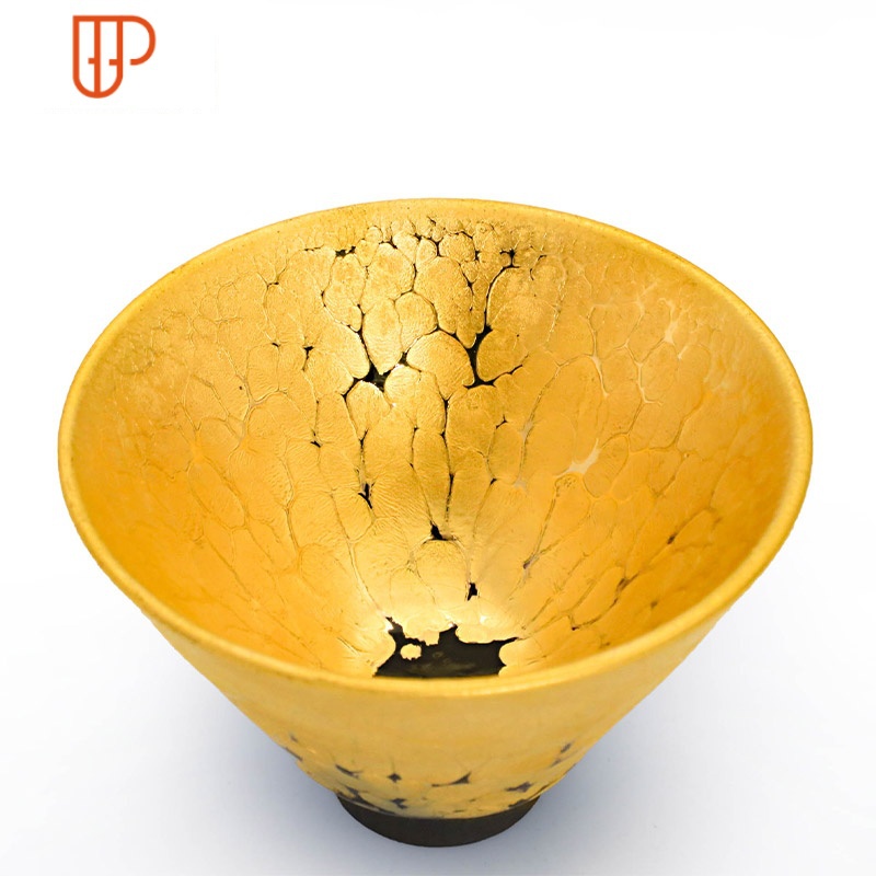 李英金油滴建盏主人茶杯原矿铁胎纯手工陶瓷天目盏茶具 国泰家和 金盏