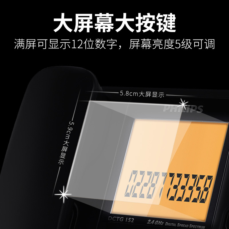 飞利浦(Philips)DCTG152无绳子母电话机一拖一 (黑色)