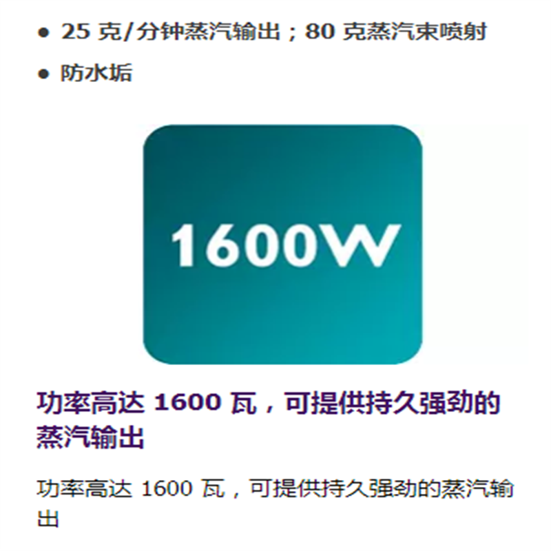 飞利浦电熨斗GC1021家用蒸汽熨烫机大功率1600W防水垢蒸汽束除皱