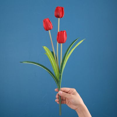 郁金香仿真花高档单支白色假花ins北欧风卧室内客厅装饰摆设摆件单支