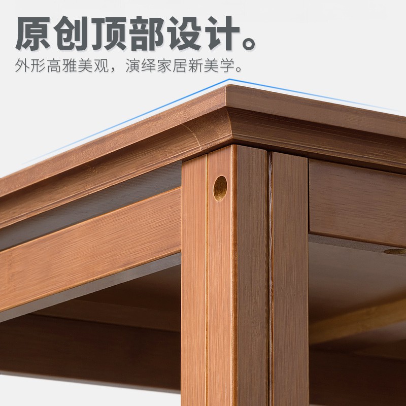 厨房置物架落地多层微波炉烤箱收纳架家用客厅实木储物柜楠竹架子收纳层架 三维工匠高清大图