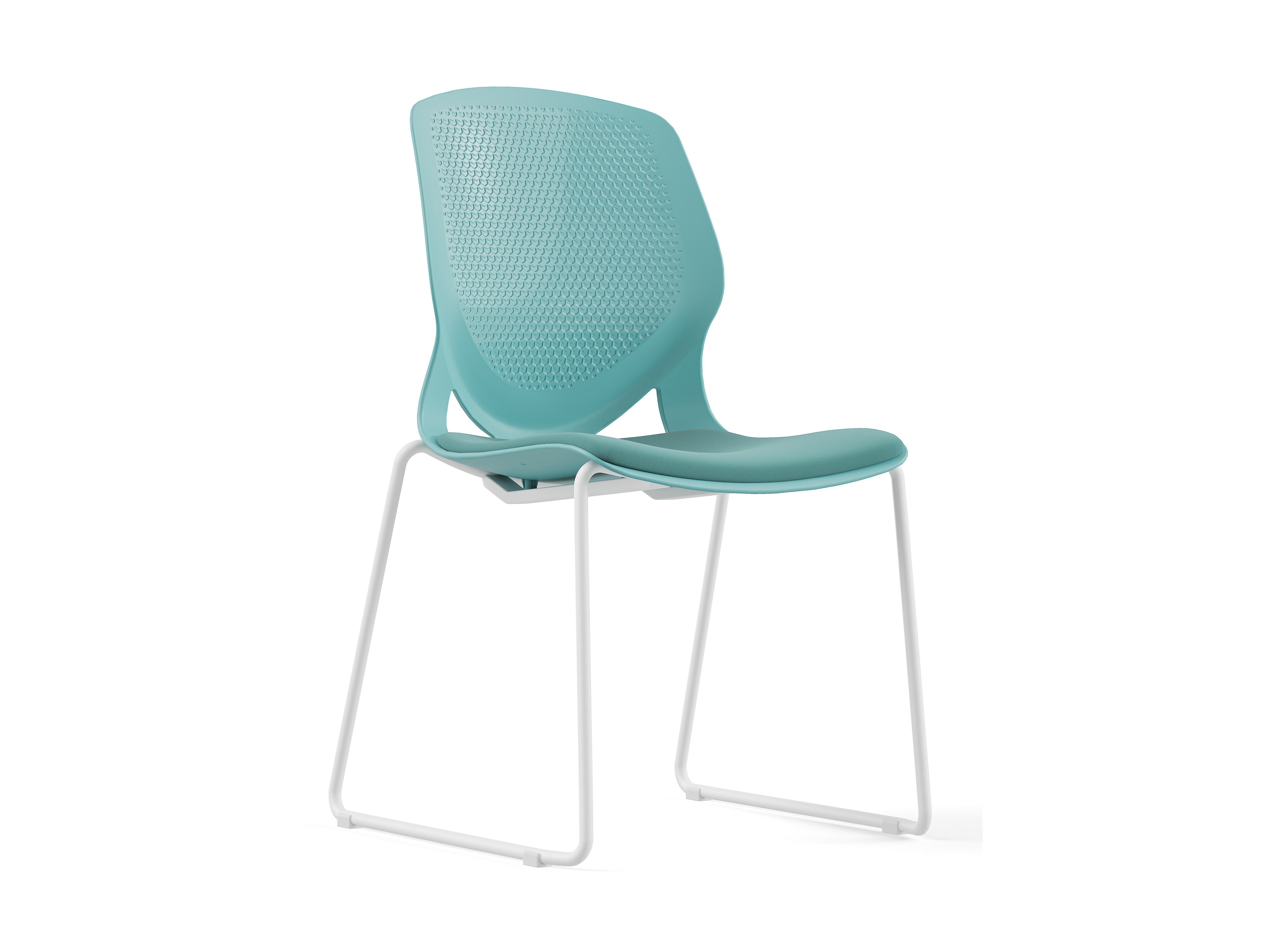 德诚和(DCH)简约时尚培训椅弓形洽谈椅会议椅F001弓形椅坐垫款 浅蓝色