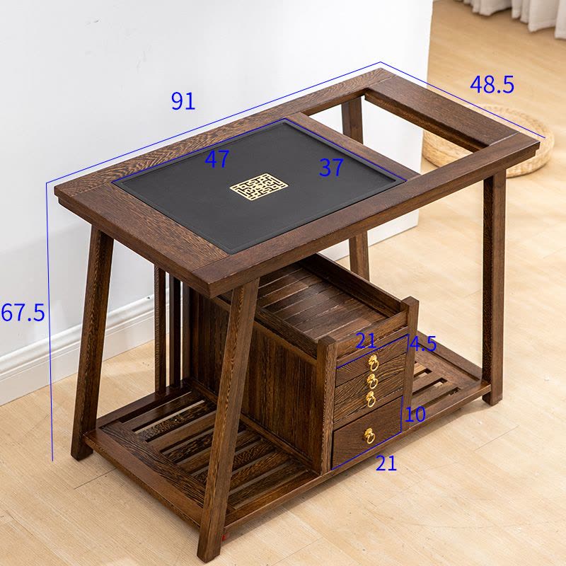 MULTIPOTENT实木茶车功夫茶具茶盘茶桌家用小茶台共赏鸡翅木茶车(雕匠坊)图片