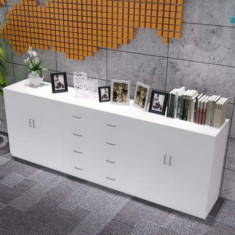 杞沐白色窄柜子长条靠墙文件柜矮柜木质书柜办公室柜打印机架子落地柜