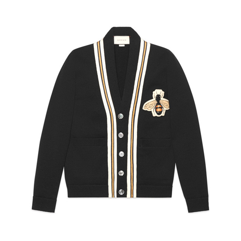 gucci 古驰 纽扣前襟 羊毛蜜蜂休闲时尚男士针织开衫男女同款毛衣