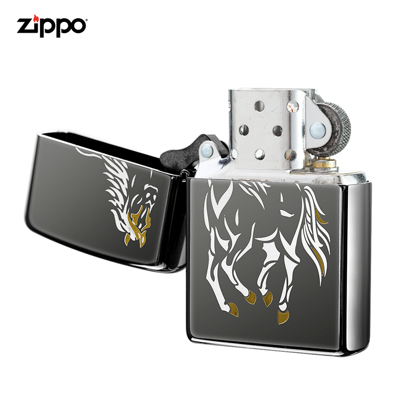 zippo芝宝打火机美国原装ZIPPO之宝防风煤油打火机黑冰马28645-043373