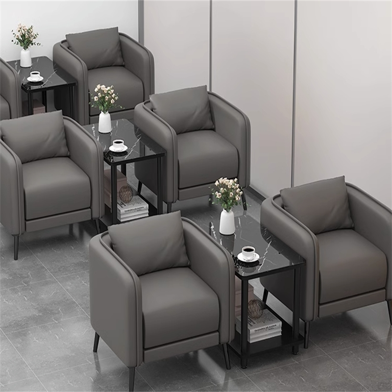 领荣会客单人沙发会议室接待室会议沙发皮艺商务办公沙发茶几组合套装