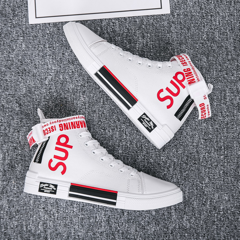 枫述春季帆布鞋男高帮韩版潮流百搭学生休闲高邦板鞋夏季潮鞋2021新款