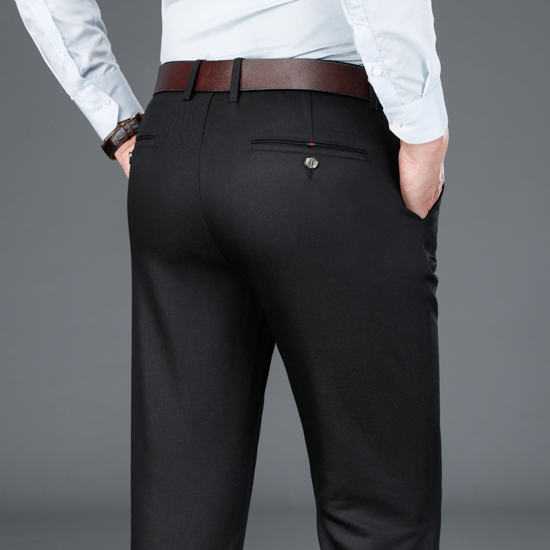 老爺車(LAOYECHE)男士休闲裤男宽松直筒冬季厚款天丝免烫商务西裤男冰丝男裤长裤子