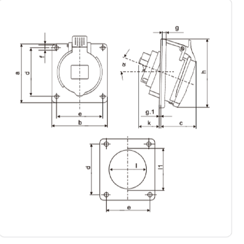 启星QX1467暗装斜体工业插座1盒/10只(只)