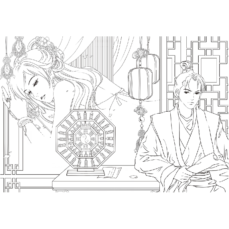 正版新书]线描之美 唯美古风插画线描图集张立薇9787115519788高清大图