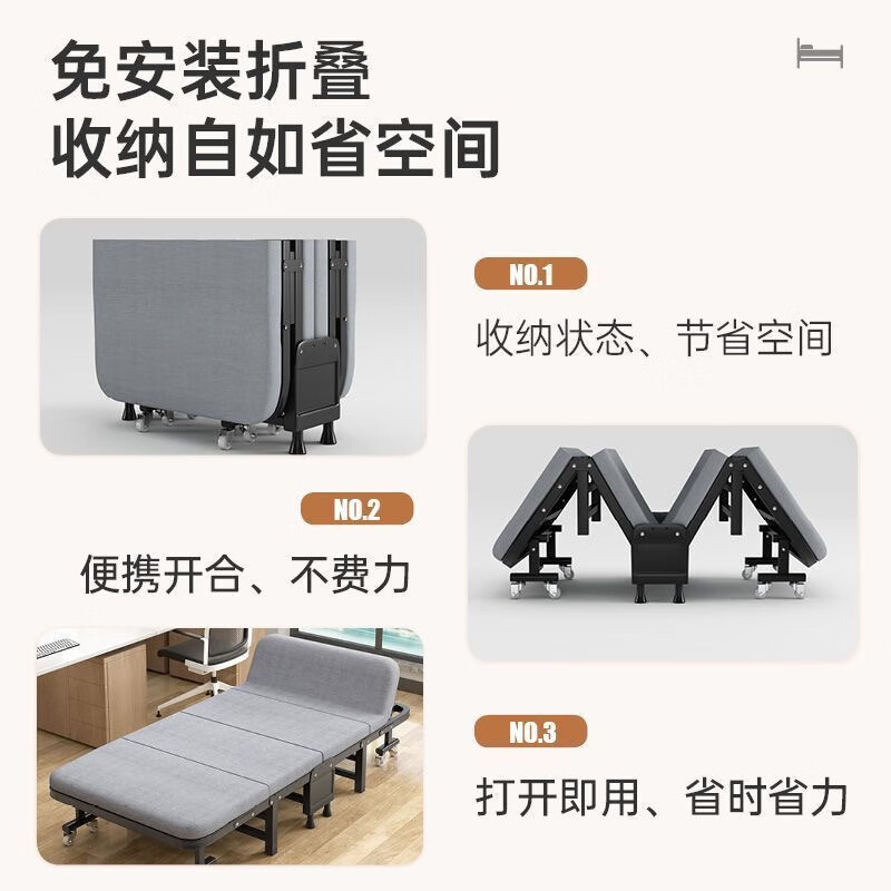 宏七家具 折叠床四折床便携式午休床 宽800mm.高清大图