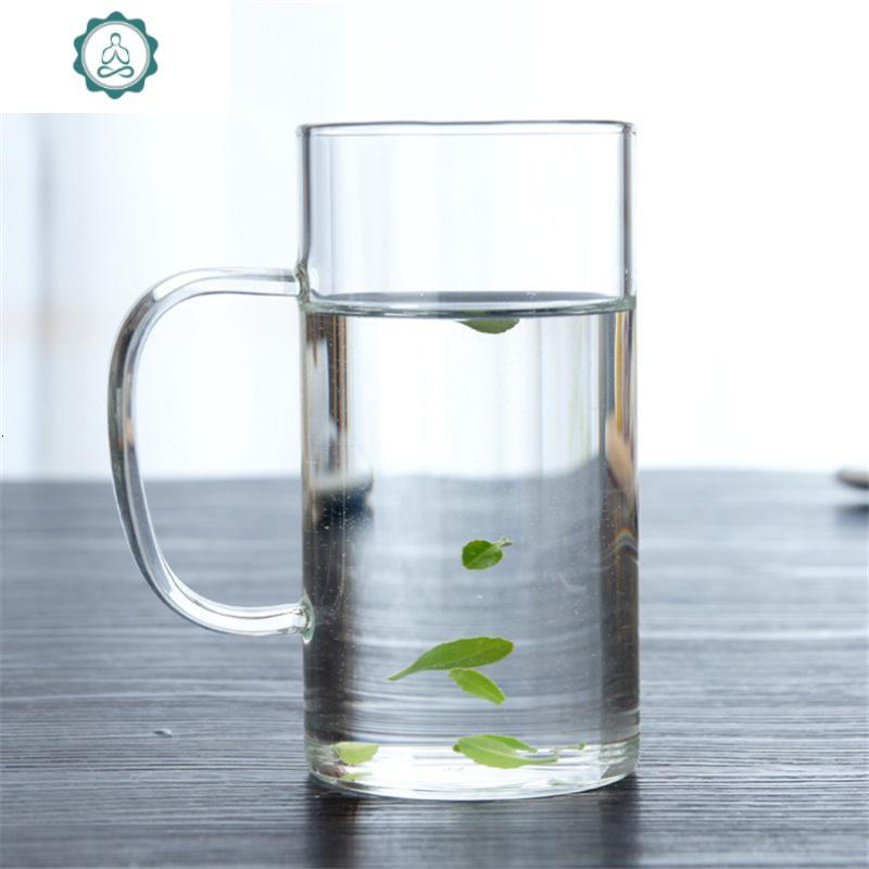 茶杯 绿茶泡茶叶直身透明玻璃杯 家用办公室带把牛奶水杯子300ml 封后