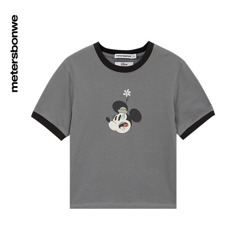 好货直降75美特斯邦威女mtee迪士尼米奇袖边撞色短袖t恤视频