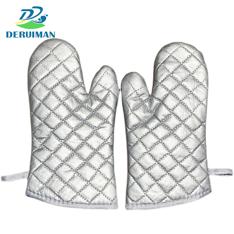 DERUIMAN加厚隔热手套耐高温防烫烘焙手套工具银色22cm高清大图