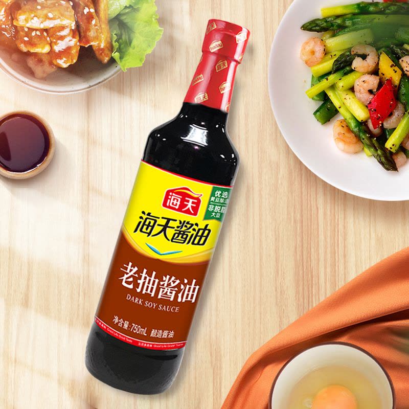 海天老抽酱油750ml*1酿造酱油家庭装小瓶炒菜凉拌调味品图片