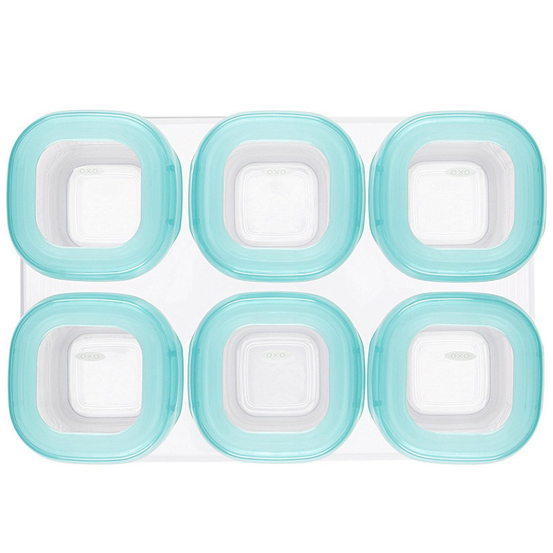 OXO/奥秀 61114400婴童保鲜盒辅食盒/便携盒 可微波冷冻不含BPA 2OZ 60ml*6件套组合装 北欧蓝