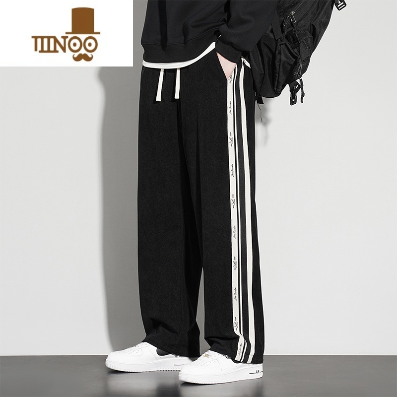 YANXU美式高街休闲裤男士2023新款宽松直筒裤子男生工装运动卫2高清大图