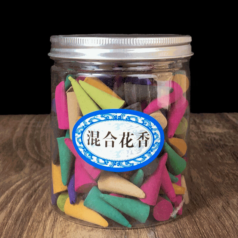 谋福 香檀 香花香熏香香粒倒流香艾草香锥香室内净化空气【塑盒铝盖香粒150粒(混合花香)】