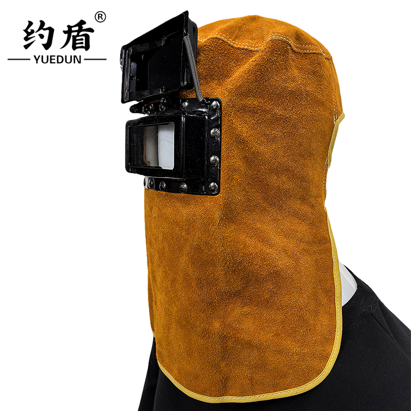 约盾 护镜一体牛皮焊工隔热套头帽 YD8921/顶高清大图