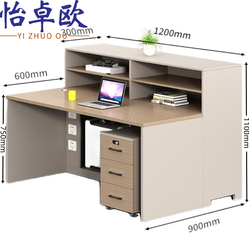 怡卓欧办公桌单人位1.2米+活动柜组高清大图