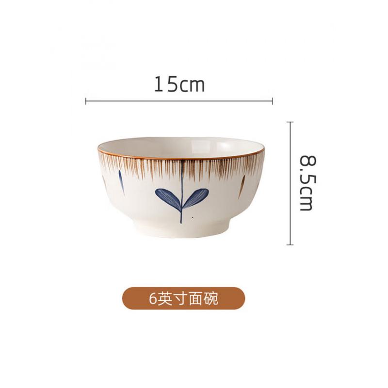 贺川屋陶瓷碗日式釉下彩6英寸面碗家用饭碗套装 4只装 兰亭序高清大图