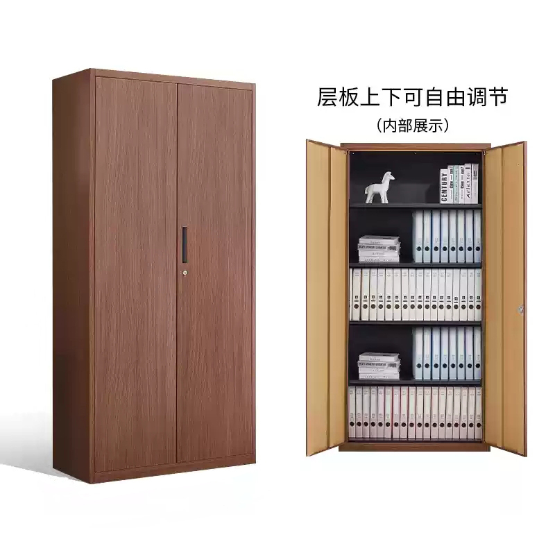 易企采 40*90*185CM通门 钢制木纹文件柜铁皮柜资料柜书柜财务凭证档案储物柜