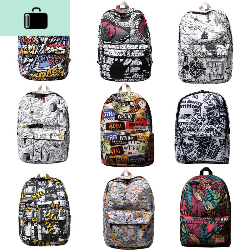 2020双肩包潮流时尚帆布男女初中高中学生书包休闲电脑背包旅行包NEWLAKE高清大图