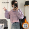 NEW LAKE设计感小众新款2024加绒加厚套头连帽红色卫衣女短款宽松韩版