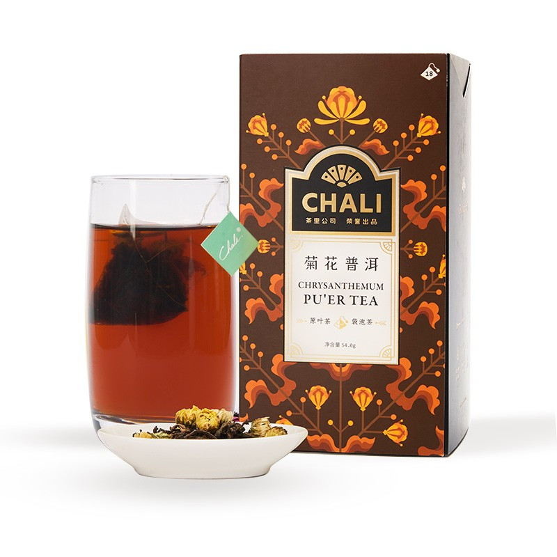 茶里菊花普洱盒装54g养生茶菊花茶熟普茶3g*18包