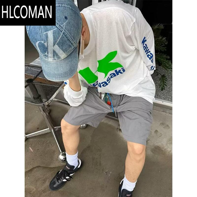 HLCOMAN夏季新款美式短裤男潮牌薄款宽松大码运动休闲沙滩速干五分裤子