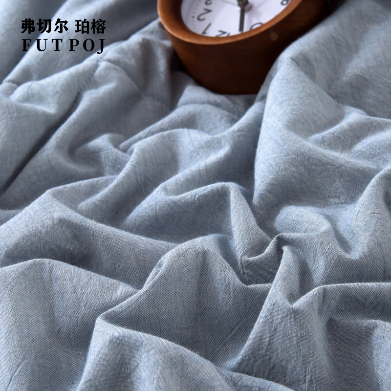 弗切尔珀榕纯棉纯色清雅蓝棉花夏被（条）高清大图