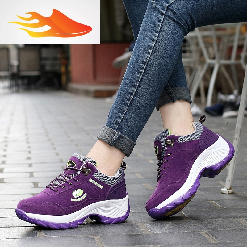 fish basket秋冬摇摇鞋女鞋休闲鞋女增高跑步运动鞋加绒保暧棉鞋坡跟