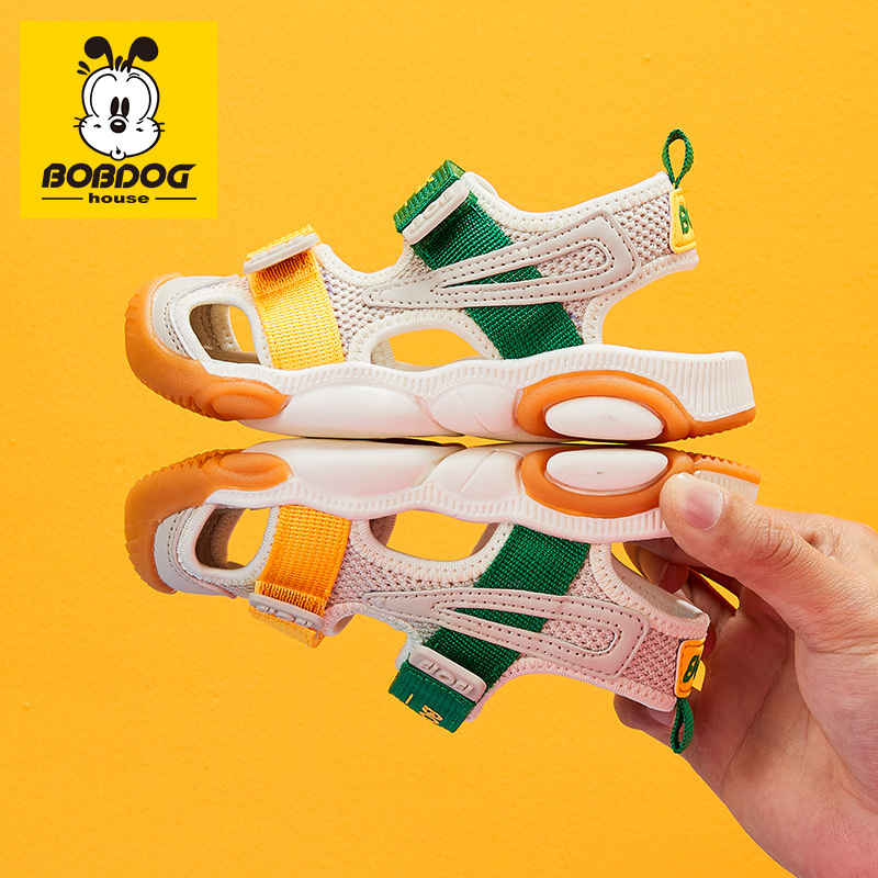 BOBDOG HOUSE巴布豆童鞋儿童凉鞋2019夏季包头男童女童宝宝软底沙滩鞋T9256