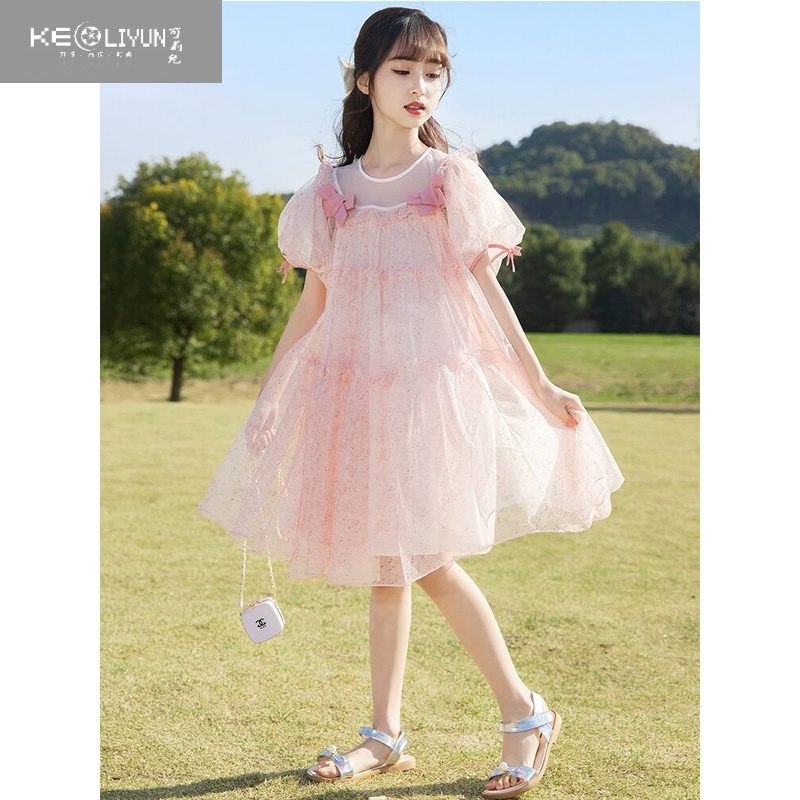 可莉允女童超仙公主裙雪纺夏装新款韩版中大童网纱裙子洋气女孩潮
